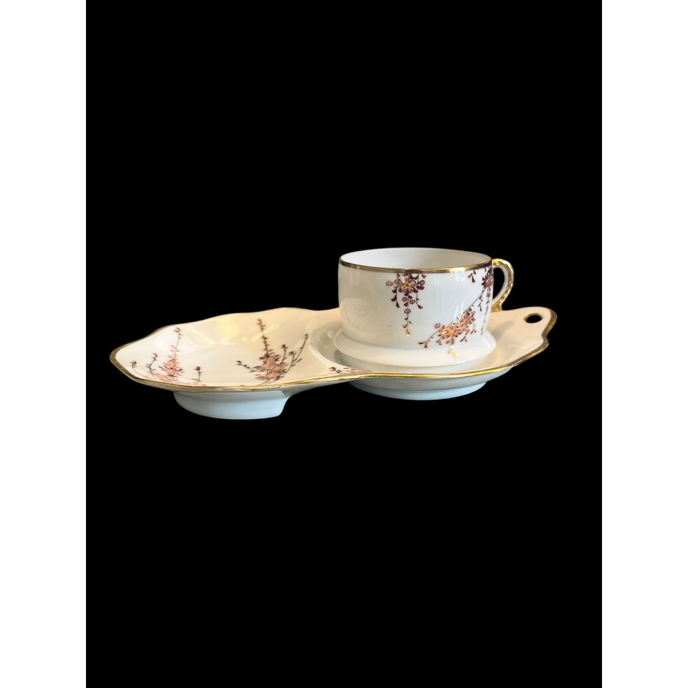 Vintage Soko China Japanese Porcelain Snack Set Cherry Blossom Tea Cup Plate